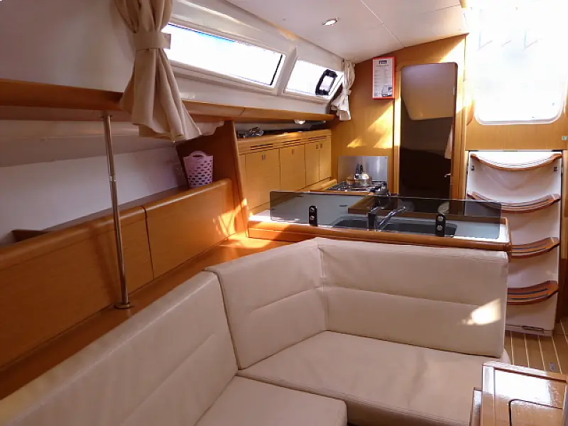Galley in sailing boat Jeanneau Sun Odyssey 36i Scooby Doo for charter in Fethiye in Turkey