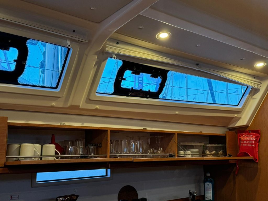 Galley in sailing yacht Bavaria Cruiser 46 Orion for charter in Göcek in Turkey