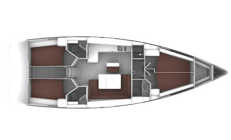 Layout of sailing yacht Bavaria Cruiser 46 Sita for charter in Gocek in Turkey