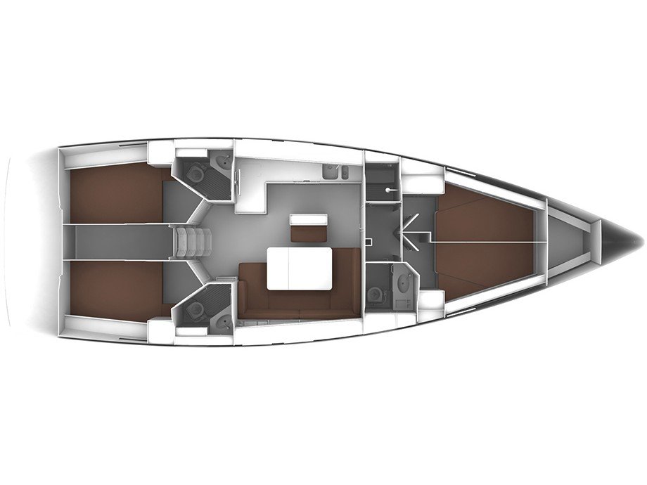 Layout of sailing yacht Bavaria Cruiser 46 Trex for charter in Orhaniye in Turkey