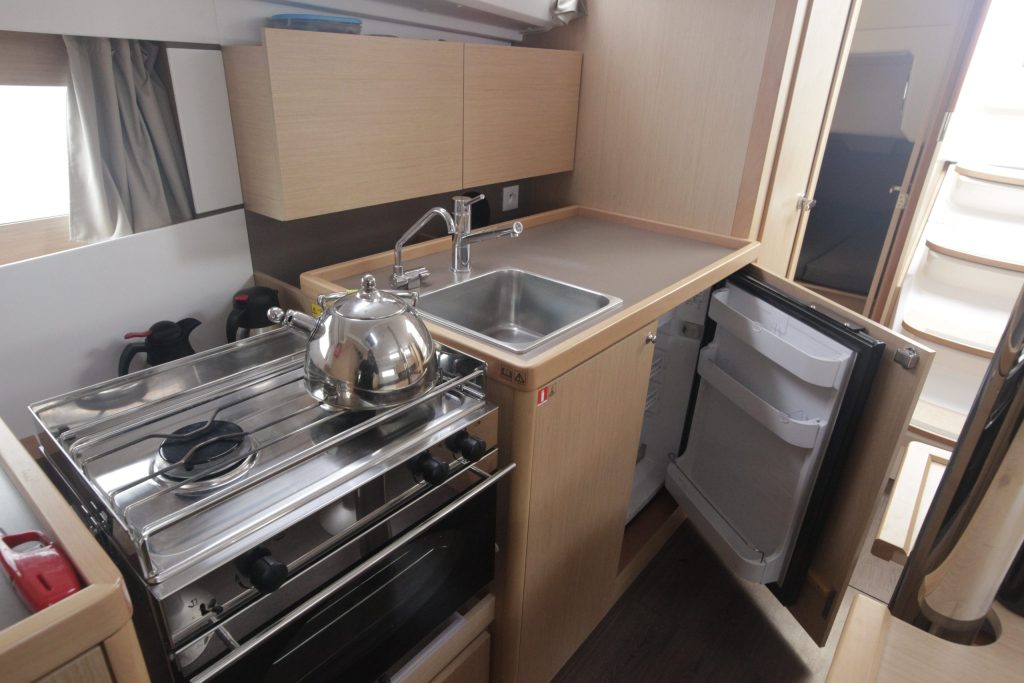 Galley in sailing boat Beneteau Oceanis 35 Minta for charter in Orhaniye near Marmaris in Turkey