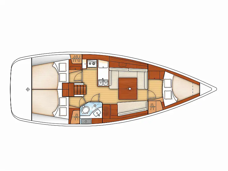 Layout of sailing boat Beneteau Oceanis 37 Glen Rosa