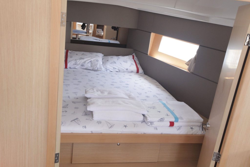Forward cabin in sailing boat Beneteau Oceanis 38.1 Missy for charter in Orhaniye near Marmaris in Turkey