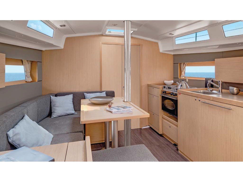 Saloon in sailing boat Beneteau Oceanis 38.1 Missy for charter in Orhaniye near Marmaris in Turkey