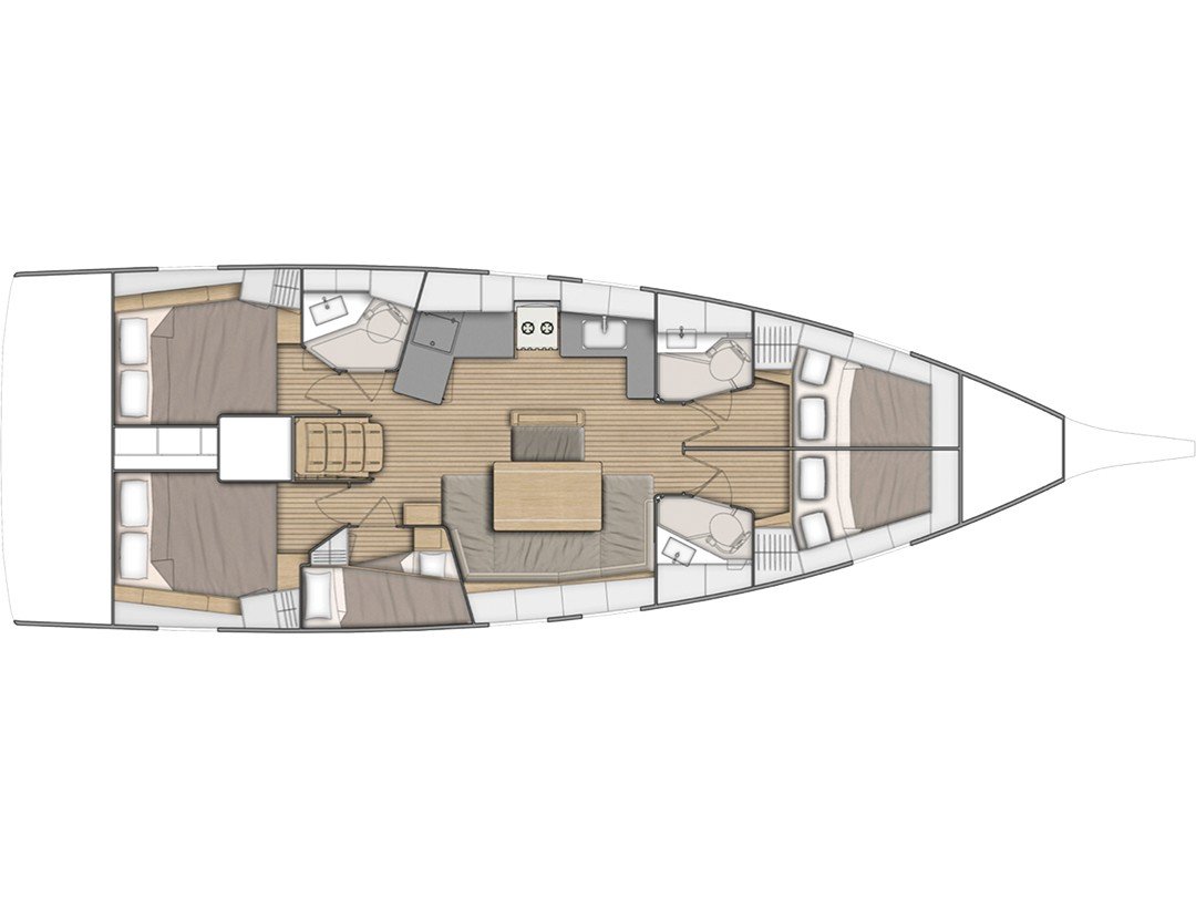 Layout of sailing yacht Beneteau Oceanis 46.1 Breezy in Orhaniye near Marmaris in Turkey