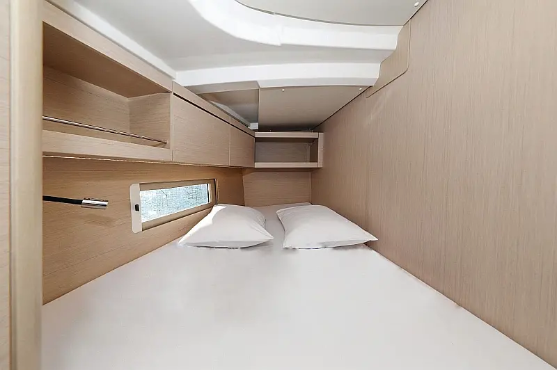 Forward cabin in sailing yacht Beneteau Oceanis 46.1 Melissa in Fethye in Turkey