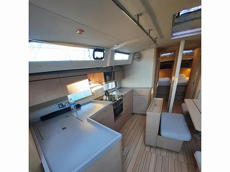 Galley in sailing yacht Beneteau Oceanis 46.1 Melissa in Fethye in Turkey