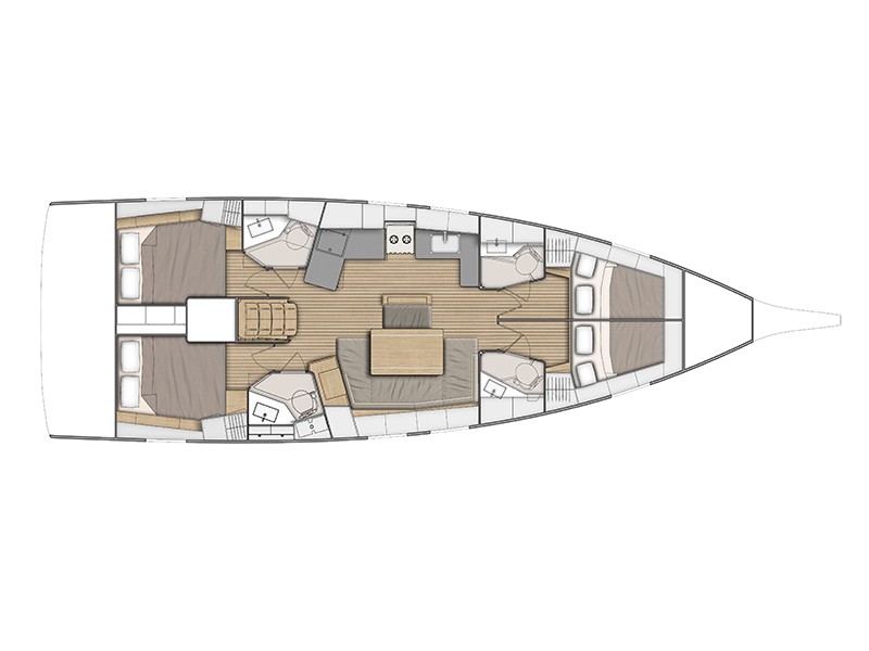 Layout of sailing yacht Beneteau Oceanis 46.1 Melissa in Fethye in Turkey
