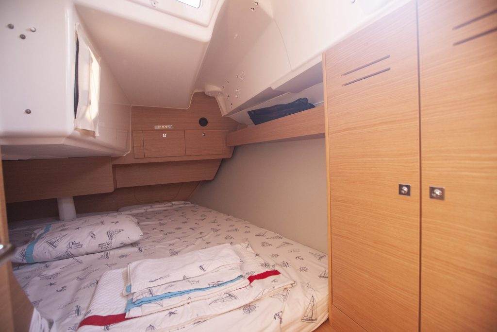 Aft cabin in sailing boat Dufour 360 Grand Large Nautilus for charter in Organiye near Marmaris in Turkey