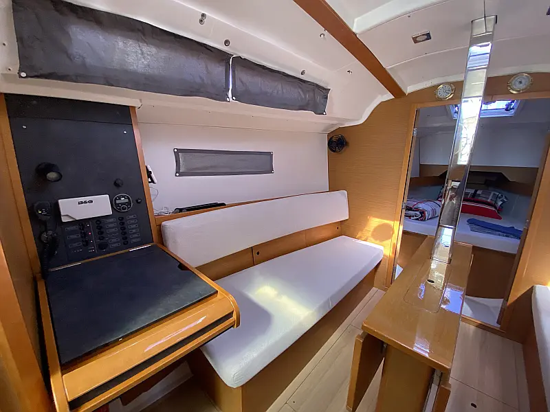 Navigation table in sailing boat Jeanneau Sun Odyssey 349 Blue Dreams for charter in Fethiye in Turkey