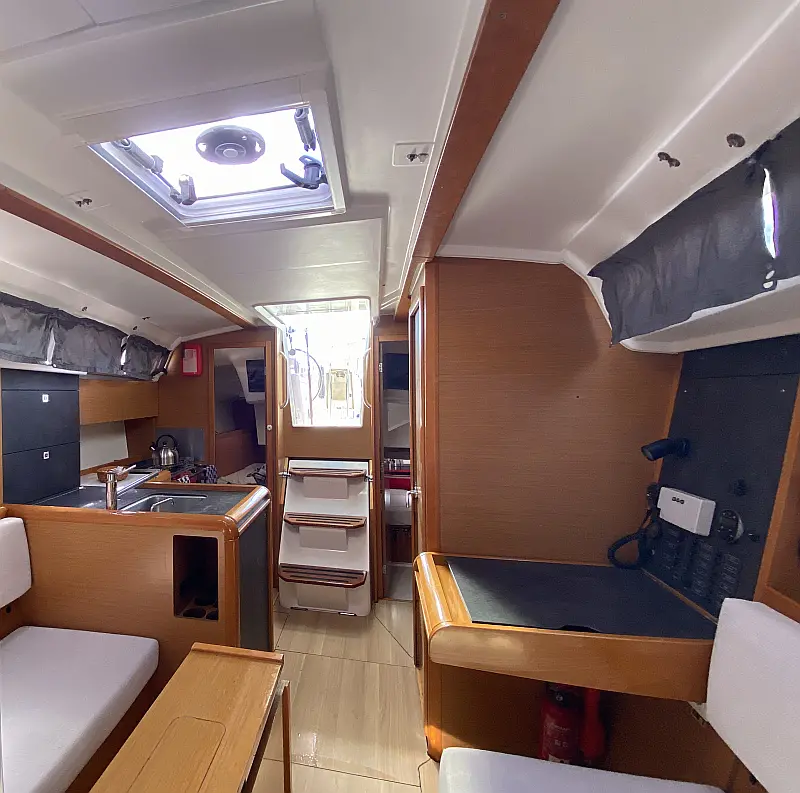Navigation table in sailing boat Jeanneau Sun Odyssey 349 Blue Dreams for charter in Fethiye in Turkey