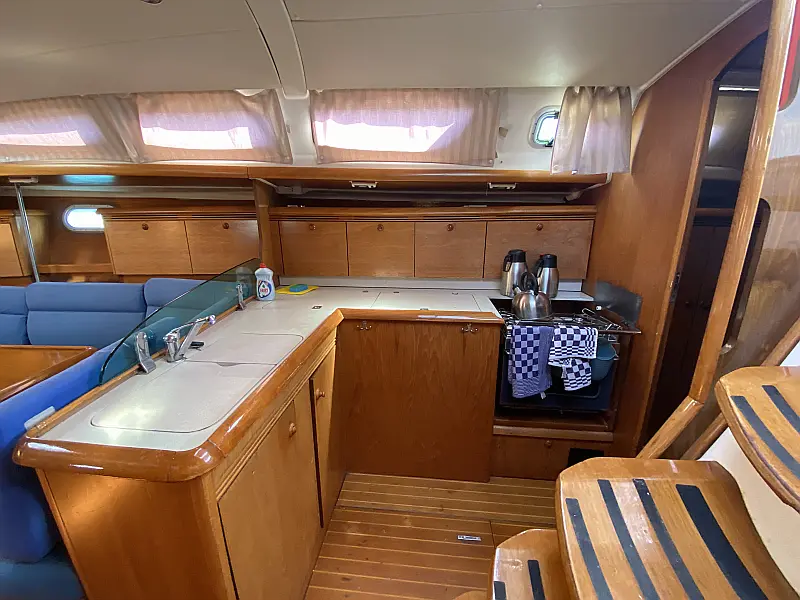 Galley in sailing yacht Jeanneau Sun Odyssey 43 Saida for charter in Fethiye in Turkey