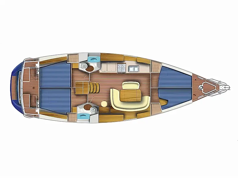 Layout of sailing yacht Jeanneau Sun Odyssey 45 Safina for charter in Fethiye in Turkey