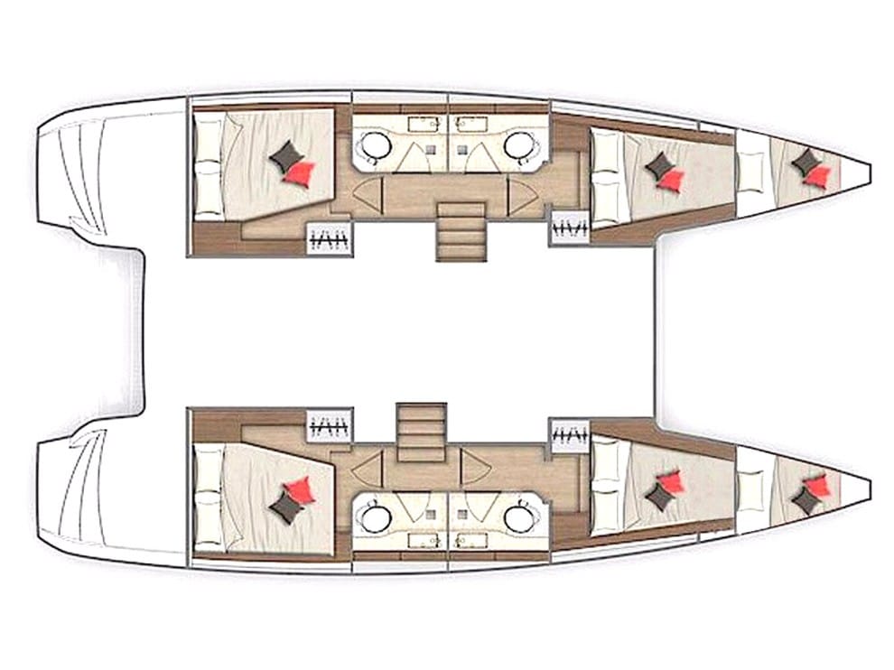 Layout of catamaran Lagoon 40 Falcon for charter in Gocek in Turkey