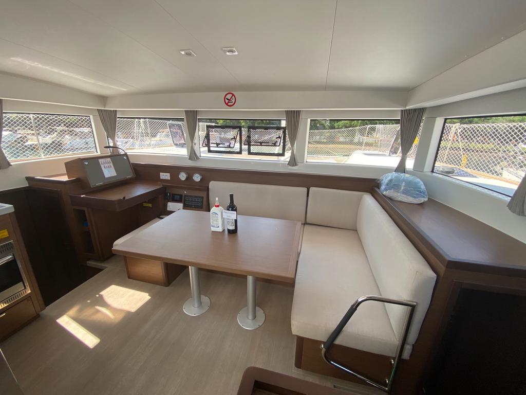 Saloon in catamaran Lagoon 40 Falcon for charter in Gocek in Turkey
