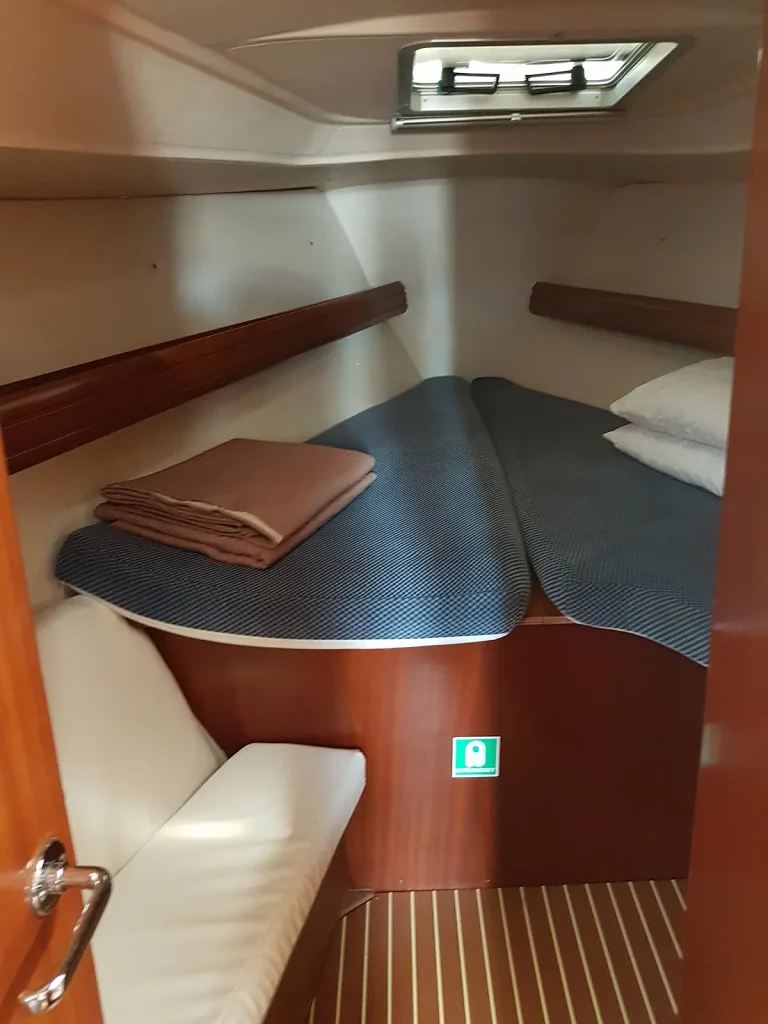 Forward cabin in sailing yacht Bavaria 40 Alegria for charter in Corfu in Greece