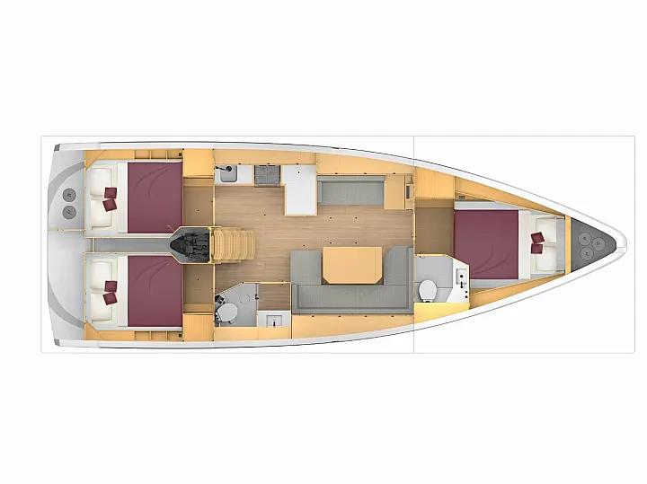 Layout of sailing yacht Bavaria C42 Amalia for charter in Preveza in Greece