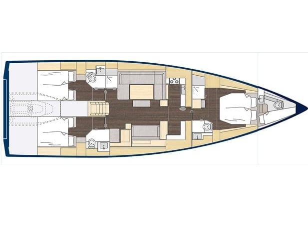 Layout of sailing yacht Bavaria C57 Style for charter in Lavrion in Greece