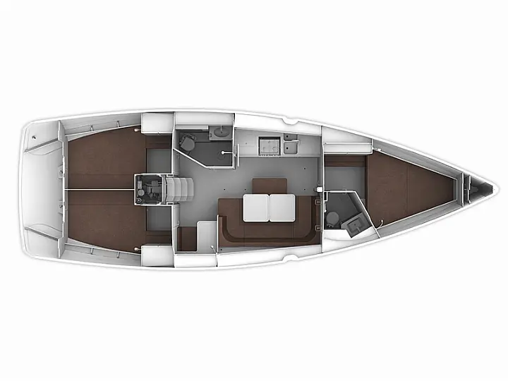 Layout of sailing yacht Bavaria Cruiser 41 for charter in Cephalonia in Greece