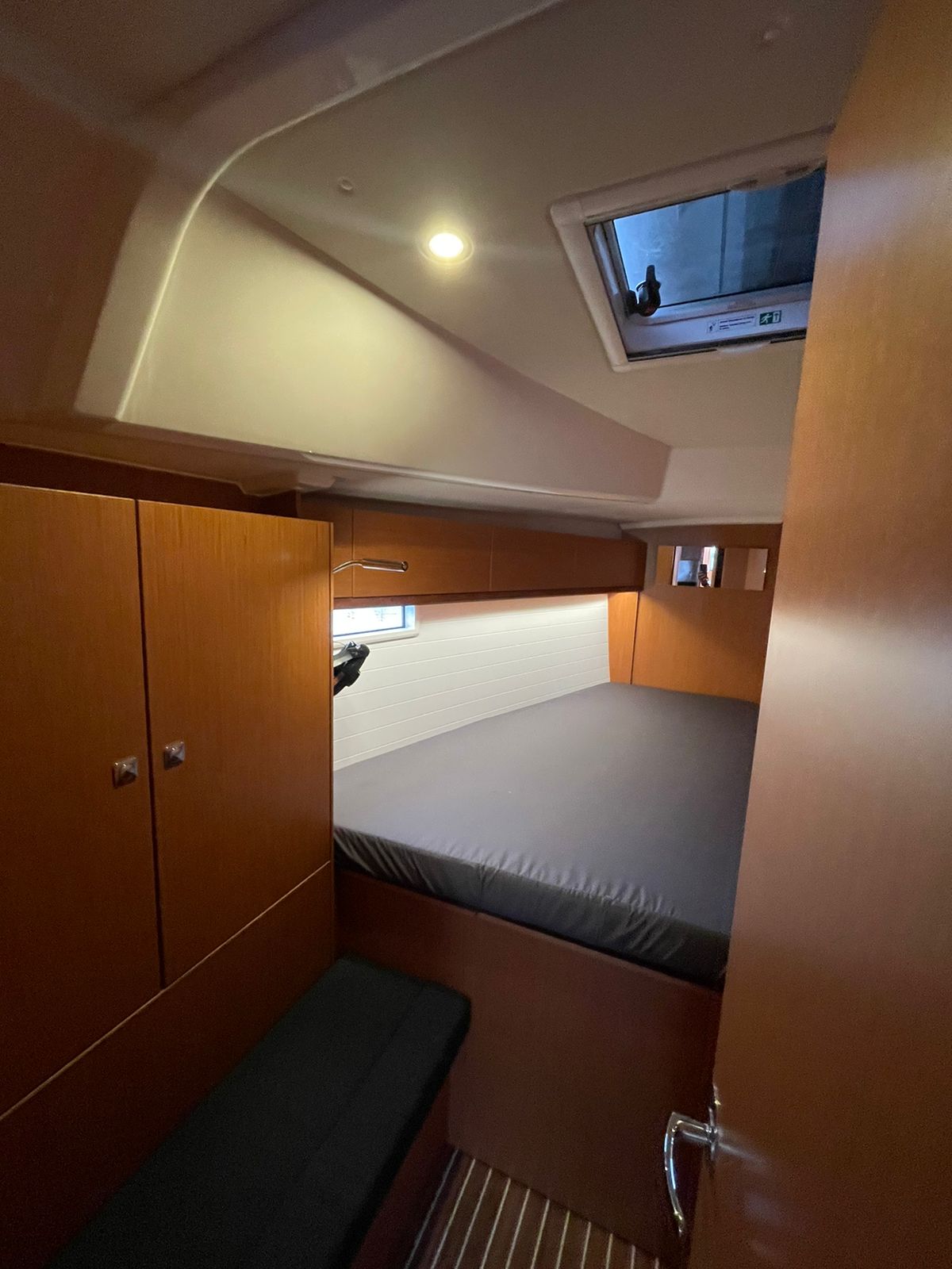 Forward cabin in sailing yacht Bavaria Cruiser 46 Orfeas for charter in Lavrion in Greece