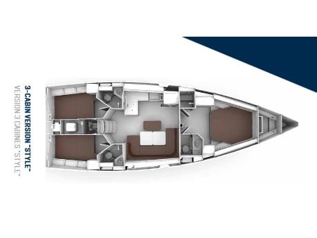 Layout of sailing yacht Bavaria Cruiser 46 Style Pinot Gris for charter in Corfu in Greece