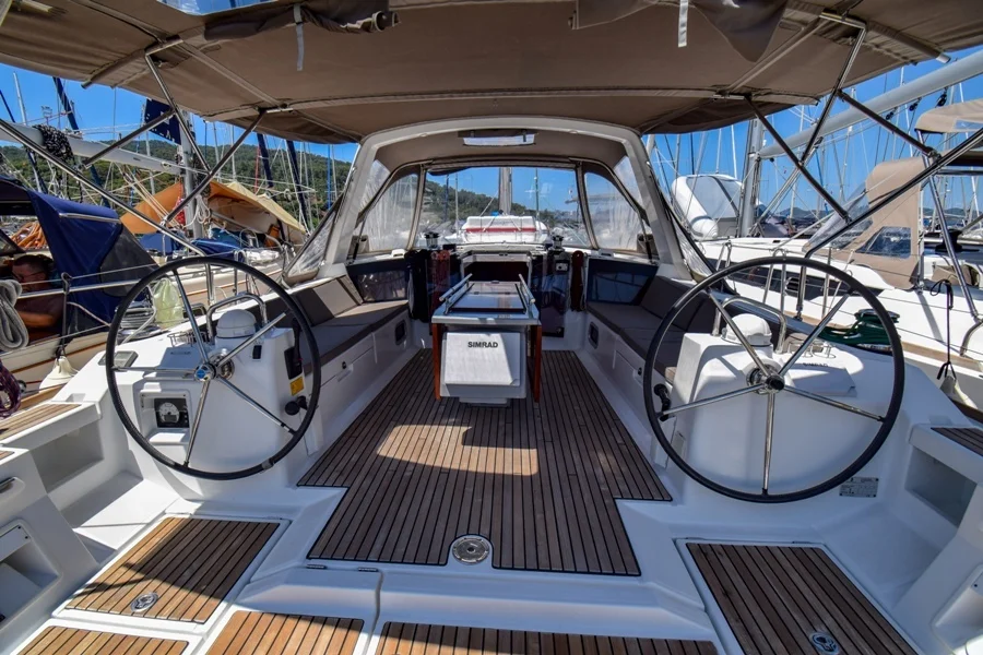 Cockpit of sailing yacht Beneteau Oceanis 45 Tonic in Marmaris in Turkey