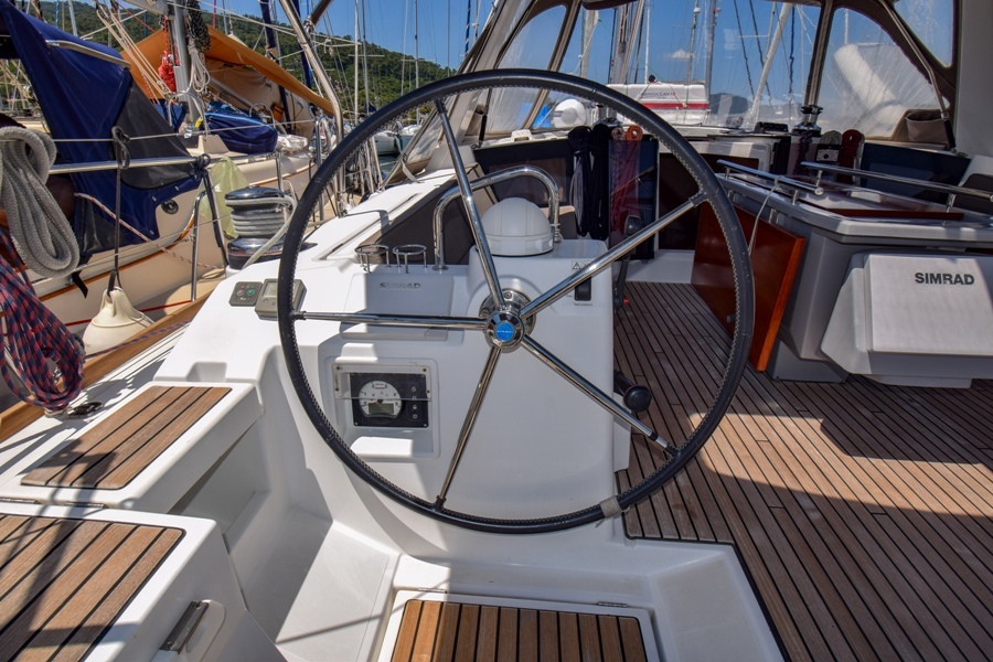 Cockpit of sailing yacht Beneteau Oceanis 45 Tonic in Marmaris in Turkey