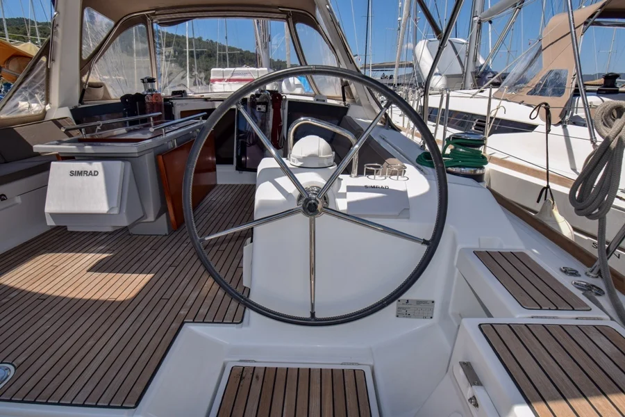 Cockpit of sailing yacht Beneteau Oceanis 45 Tonic in Marmaris in Turkey