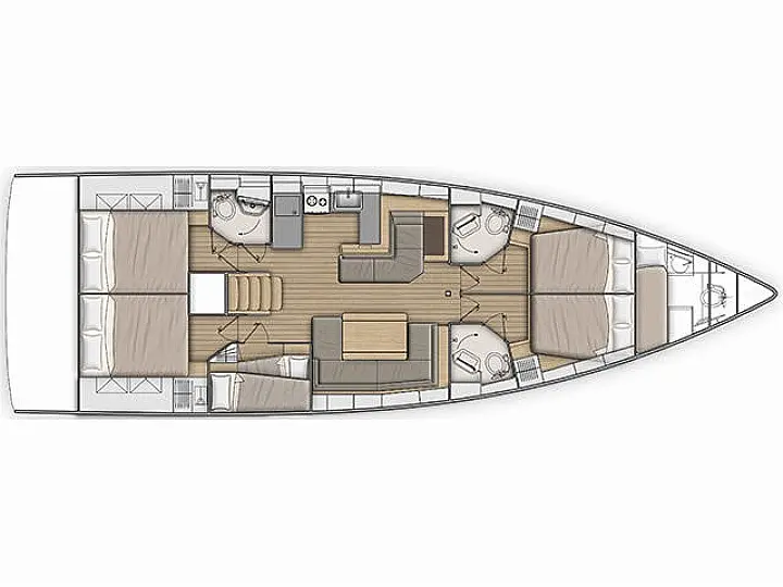 Layout of sailing yacht Beneteau Oceanis 51.1 Forkys in Preveza in Greece