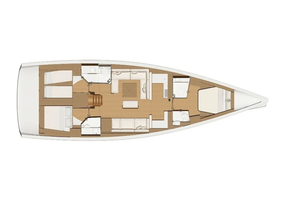 Layout of sailing yacht Dufour 520 Grand Large La Esperanza for charter in Marmaris in Turkey