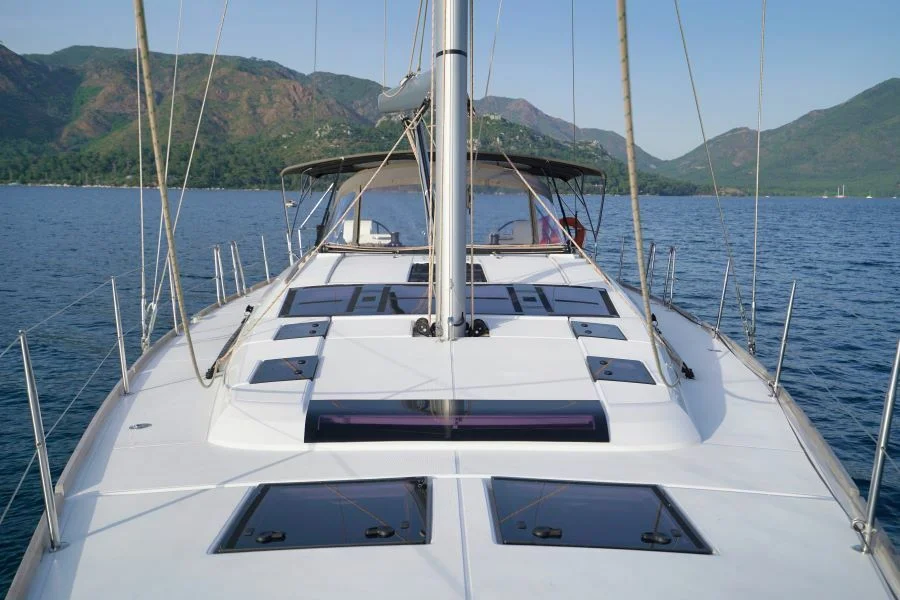 Deck of sailing yacht Dufour 52 Grand Large La Esperanza for charter in Marmaris in Turkey