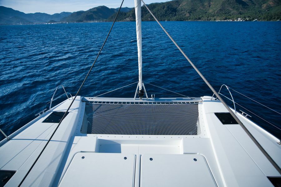 Deck of catamaran Fountaine Pajot Astrea 42 Adele in Marmaris in Turkey
