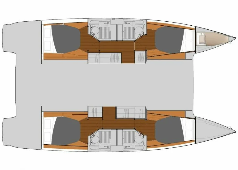 Layout of catamaran Fountaine Pajot Astrea 42 Adele in Marmaris in Turkey
