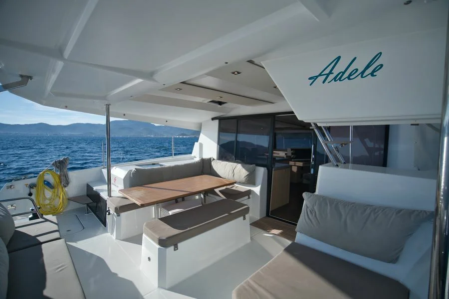 Cockpit of catamaran Fountaine Pajot Astrea 42 Adele in Marmaris in Turkey