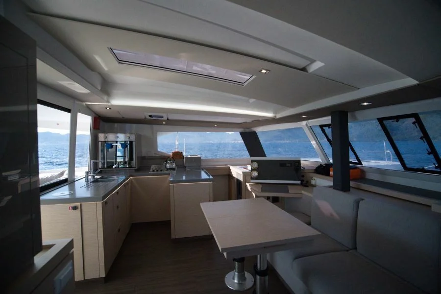Saloon in catamaran Fountaine Pajot Astrea 42 Adele in Marmaris in Turkey