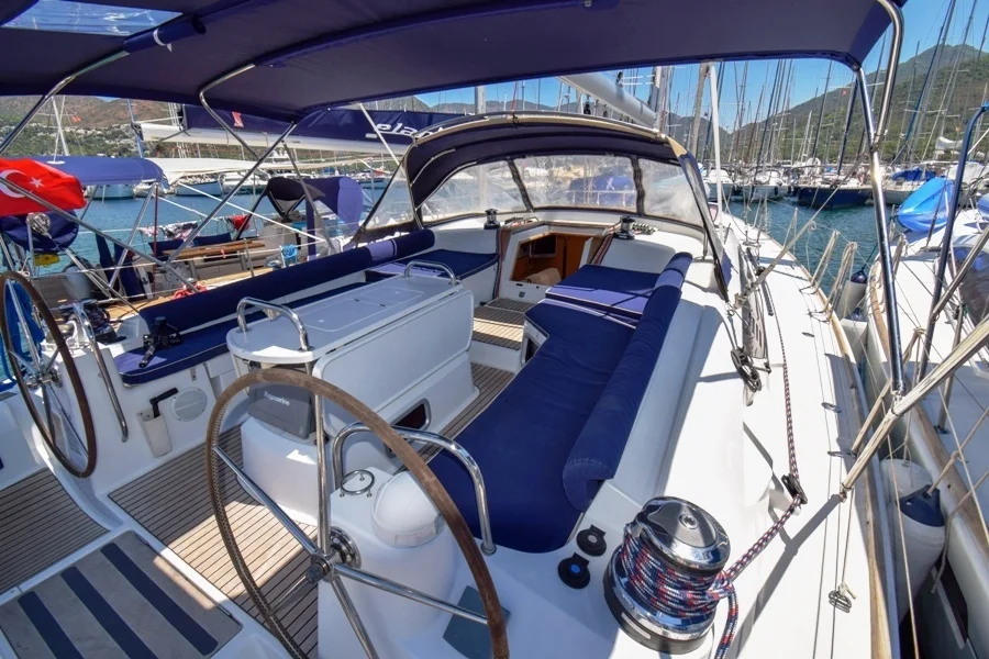 Cockpit of sailing yacht Jeanneau 53 Nazli Denizim for charter in Marmaris in Turkey