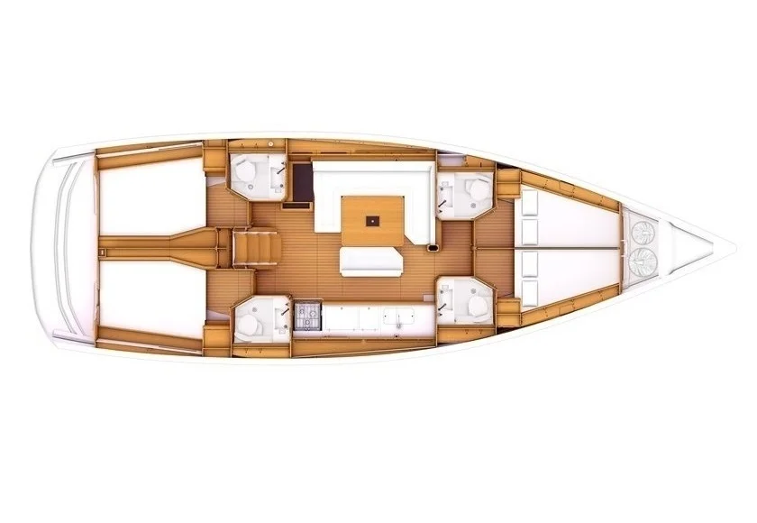 Layout of sailing yacht Jeanneau Sun Odyssey 479 Sky Selin for charter in Marmaris in Turkey