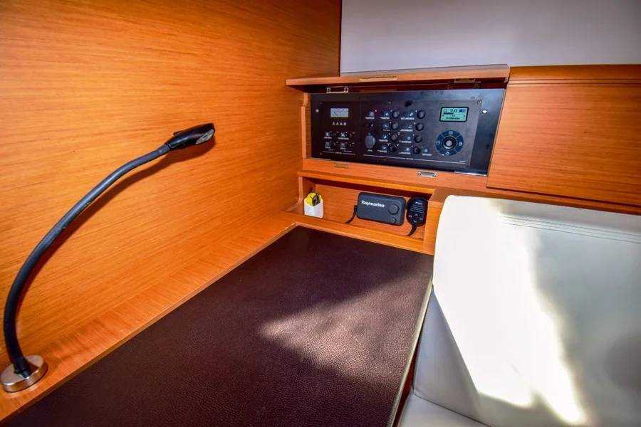 Navigation table in sailing yacht Jeanneau Sun Odyssey 479 Sky Selin for charter in Marmaris in Turkey