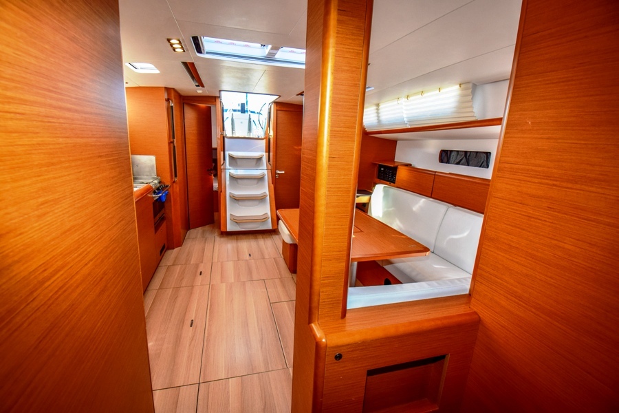 Saloon in sailing yacht Jeanneau Sun Odyssey 479 Sky Selin for charter in Marmaris in Turkey