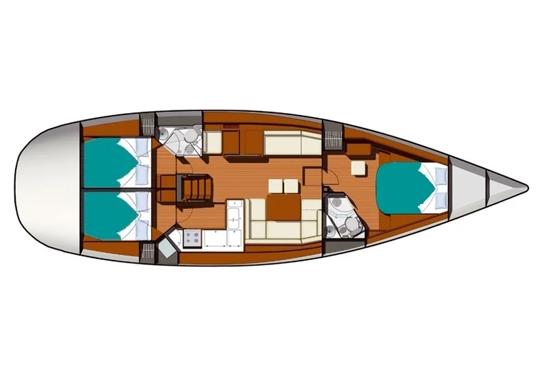Layout of sailing yacht Jeanneau Sun Odyssey 50DS Eleven for charter in Marmaris in Turkey
