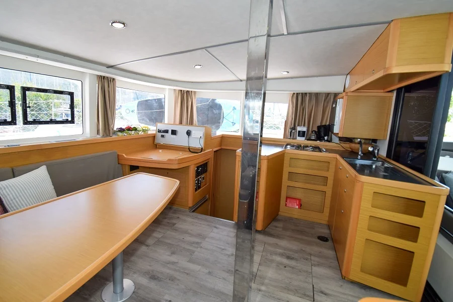 Navigation table in catamaran Lagoon 42 Bige for charter in Marmaris in Turkey