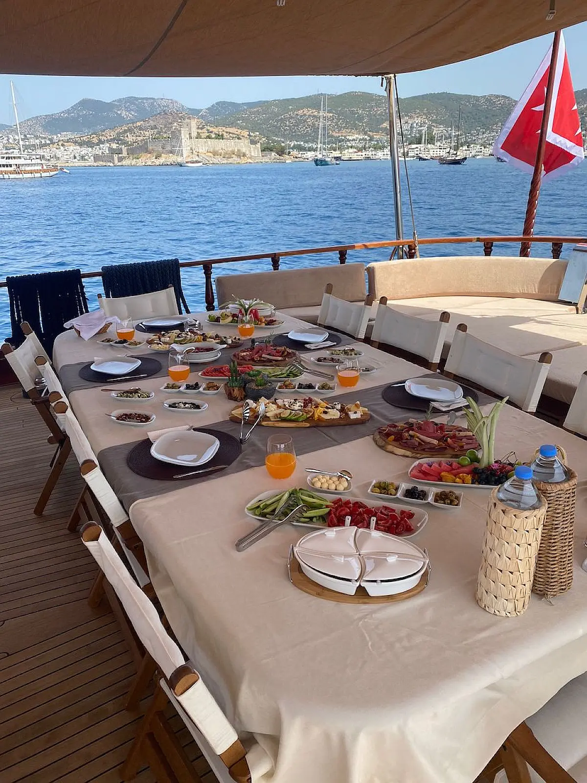 Hospitality and gourmet food on board of Superior Gulet Queen of Datca in Kos Island in Greece