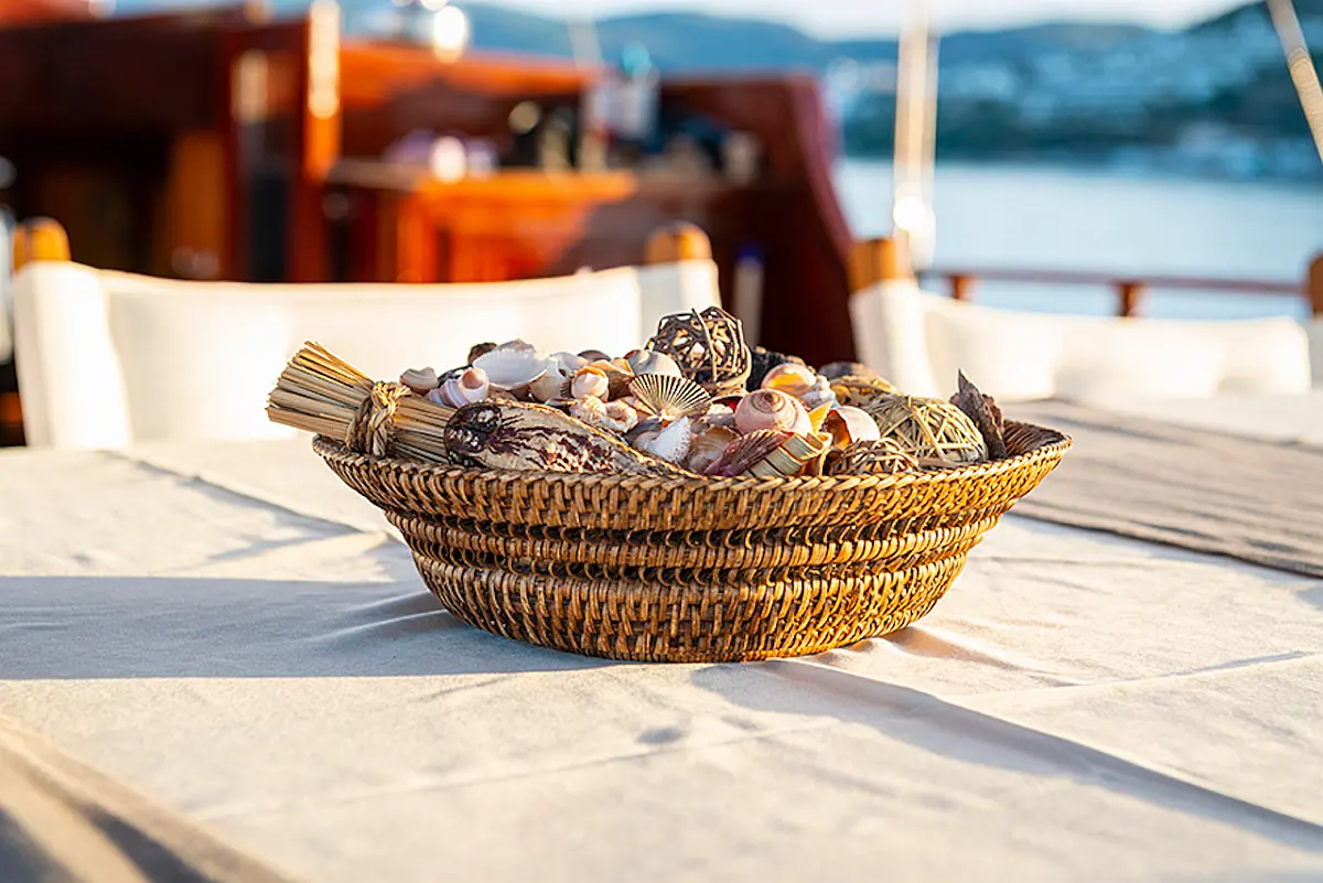 Hospitality and gourmet food on board and gourmet food of Superior Gulet Queen of Datca