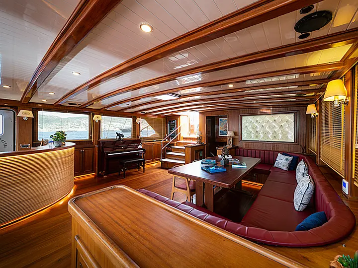 Saloon in Superior Gulet Queen of Datca in Kos Island in Greece