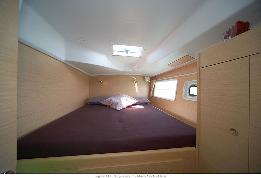 Aft cabin in catamaran Lagoon 380 in Martinique in Caribbean