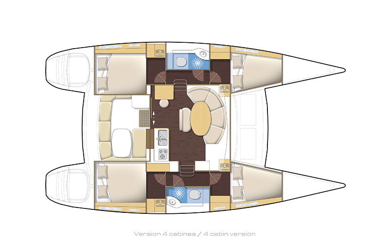 Layout of catamaran Lagoon 380 Oscar III in Le Marin in Martinique
