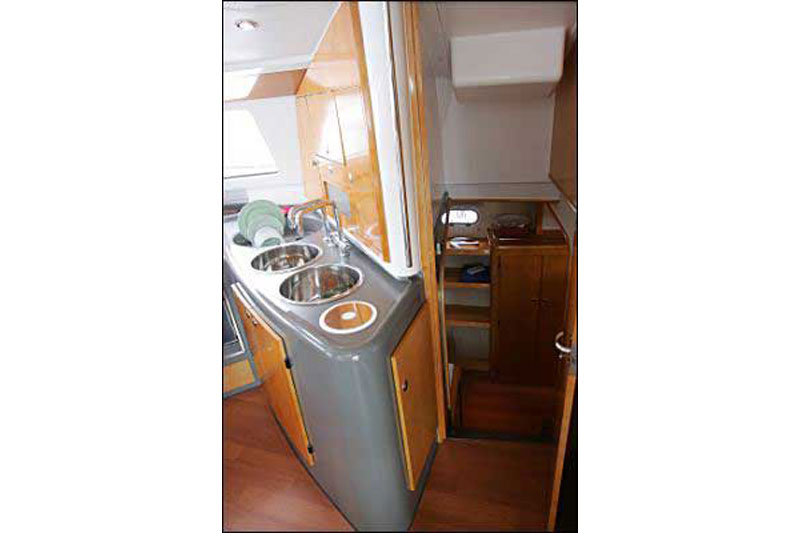 Galley in catamaran Fountaine Pajot Belize 43 Piropo for charter in Cuba