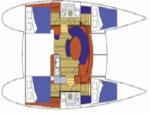 Layout of catamaran Lagoon 380 Marlene for charter in Cuba