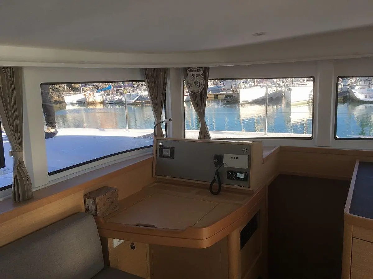 Navigation table in catamaran Lagoon 42 Tigra for charter in Guadeloupe