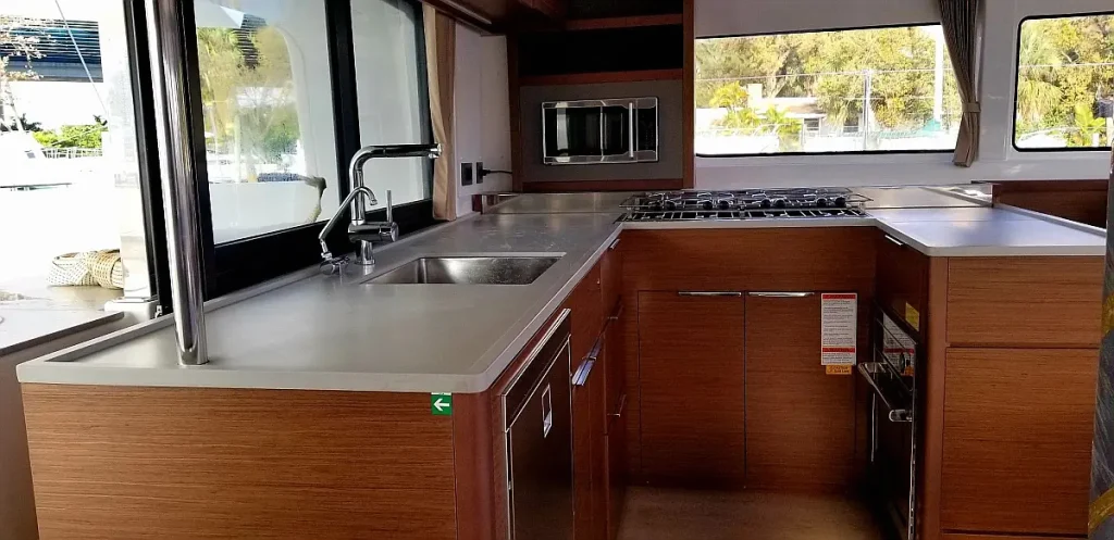 Galley of catamaran Lagoon 46 Premium for charter in Martinique